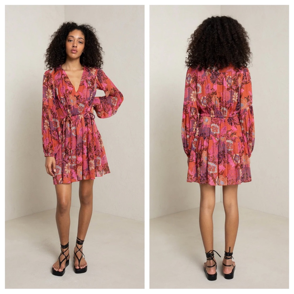 NEW A.L.C. Elise Floral Long Sleeve Mini Dress